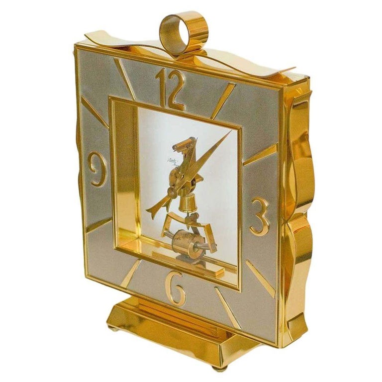 German Mid-Century Brass Mantel Clock by Kieninger & Obergfell