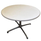 Mid-century 42″ Round Laminate Grey Dining Table w/ Chrome Base by Steelcase