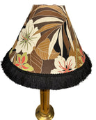 Restored Four Strand Rattan Table Lamp With Fancy Wrapping and Vintage Lampshade
