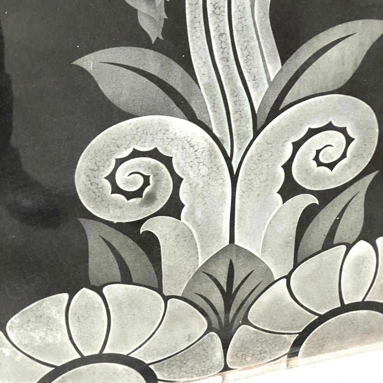Hand Etched Organic Patterned Art Deco Door, Circa 1920