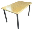Marcel Breuer Style Mid-Century Blonde Wood & Chrome Dining Table