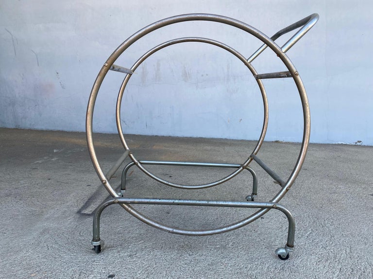 Bauhaus Inspired Art Deco Chrome Tubular Bar Cart
