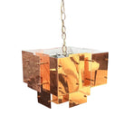 MCM Floating Panel "Cityscape" Brutalist Copper Chandelier By Robert Sonneman