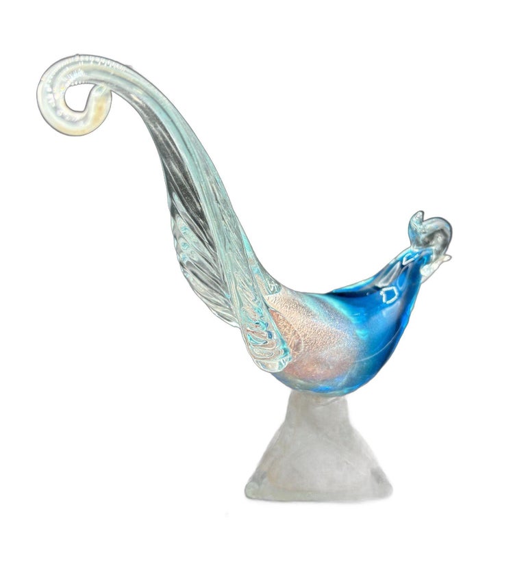Mide-century Murano Pheasant Art Glass Sculpture attributed to Barovier & Toso