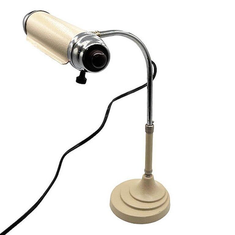 Streamline Modern Chrome & Enameled Bankers Desk Lamp by Radionic