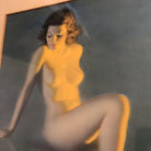 Nude Female Figure at Blue Beach Lithograph by Earl Moran Framed