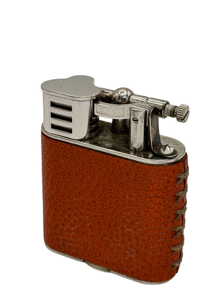 1930s Dunhill "Globetrotter" Crocodile Leather Wrapped Sports Lift Arm Lighter