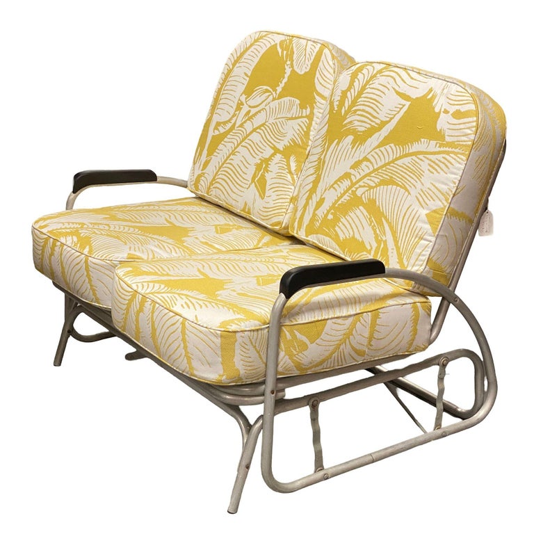 Aluminum Patio/Outdoor Sled Base Rocking Slider Settee w/ Speed Arms