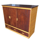 Rare Restored Bespoke Rattan & Mahogany Armoire