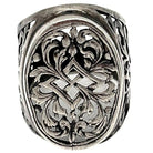 925 Sterling Scrollwork Tang Grass Pattern Victorian Statement Ring Size 10