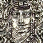 Art Nouveau Veiled Female Portrait Brooch by Rine Pewter