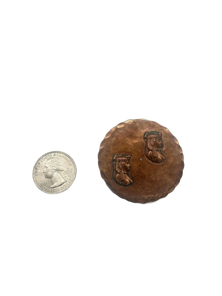 Art Deco Egyptian Revival Copper Isis Hammered Pin