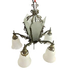 Art Deco Slat Glass Hanging Light Chandelier With Geometric Details