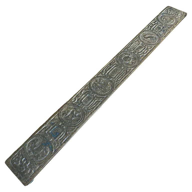 Tiffany Studios Gold Dore Bronze Acid Etched Zodiac 19" Blotter Ends, Pair #994