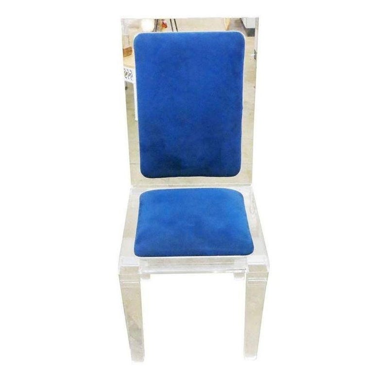 Midcentury Lucite Skyscraper Style Dining Chairs, Set of Six