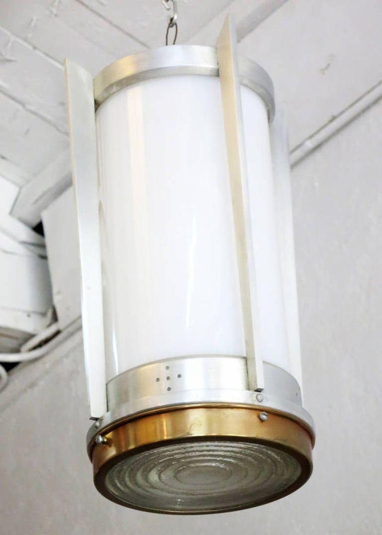 Mid-Century Aluminum Cylinder Hanging Lamp Pair, circa 1960
