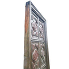 Large 8' Mediterranean Multipaneled Molding Bronze Covered Walnut Double Doors