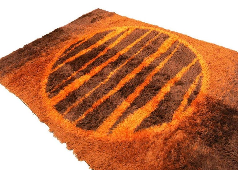 Supernova Shag Rug with Abstract Design, circa 1970