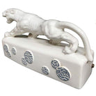 White Ceramic "Sportsman Panther" TV Lamp signed Kron, 1955