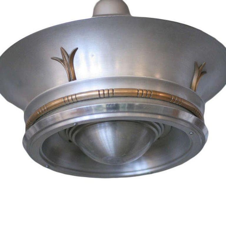 Aluminum Ceiling Pendant with Neoclassical Accents