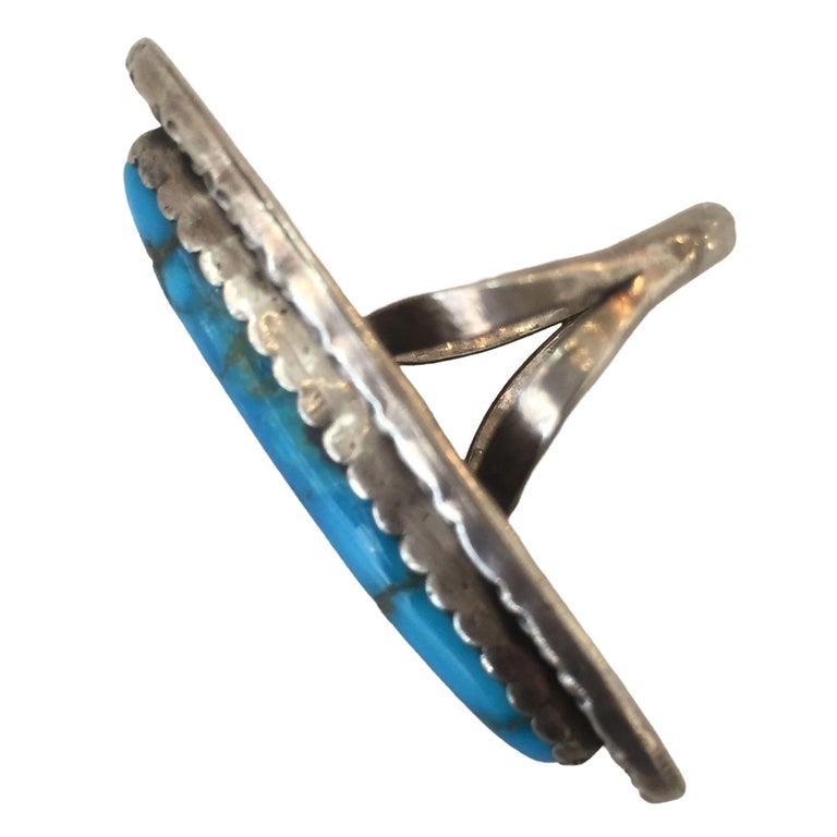 Vintage Bell Southwest Bell Trading Post Turquoise and Sterling Silver Ring