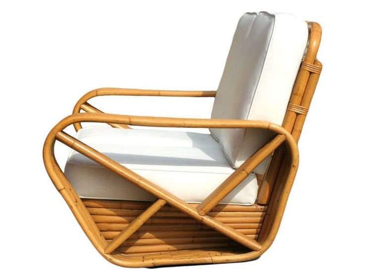 Restored Paul Frankl Six-Strand Square Pretzel Stacked Rattan Loveseat