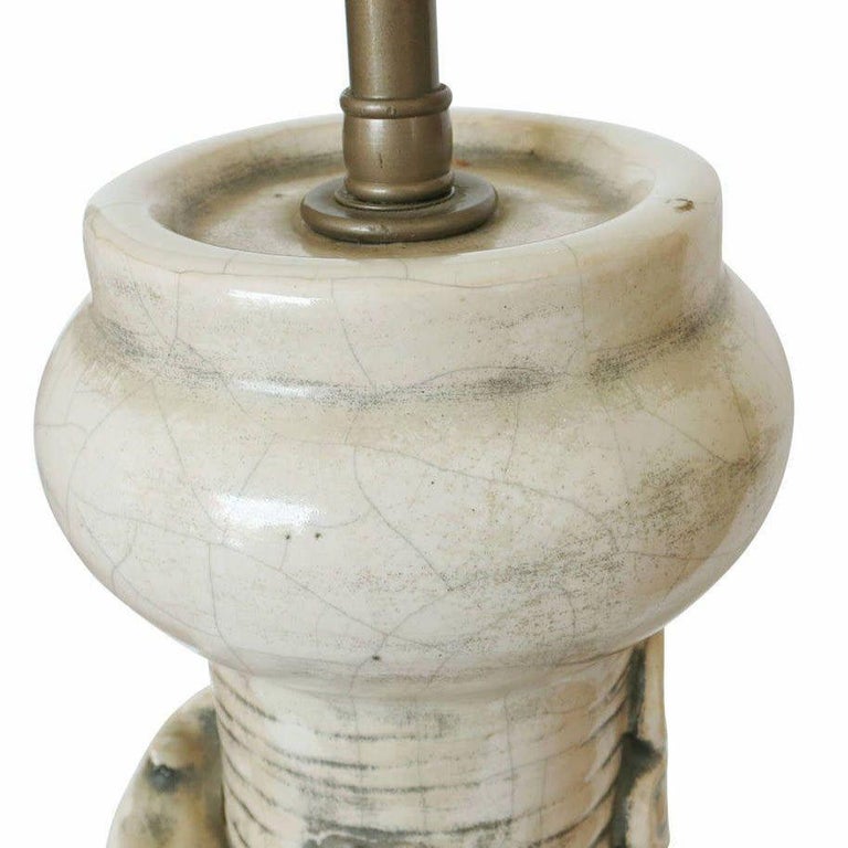 Art Pottery Ceremonial Monks with Dragon Table Lamp