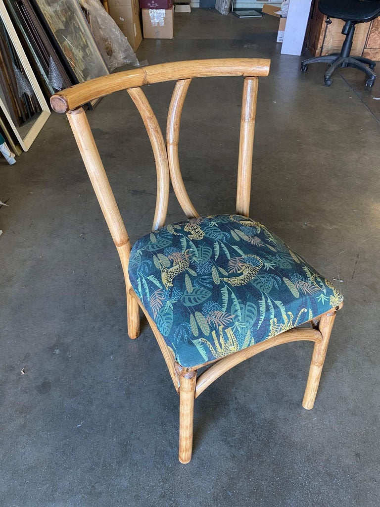 Restored Midcentury Rattan Dining Side Chair with Hourglass Back, Pair
