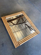 Midcentury Three-Strand Rectangle Rattan Mirror