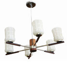 Italian Sputnik Chandelier in Rosewood Chrome with Glass Shades