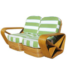 Restored Art Deco Square Pretzel Rattan Sectional Settee