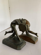 Art Nouveau Nude Female Nymph Cast Bronze Bookends, Pair