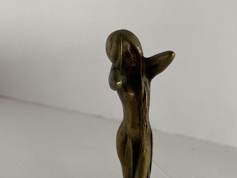 Bronze Letter Wax Seal Stamp Featuring Nude Bathing Women Art Nouveau