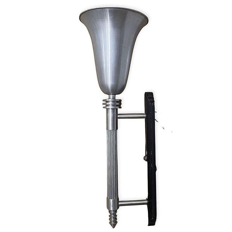 Large 30" Machine Age Spun Aluminum & Steel Torchiere Wall Sconce, 4 Available