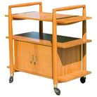 Mid-Century Three-Tier Bar Serving Cart w/ Storage Cabinet