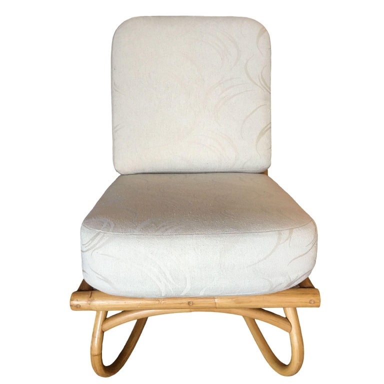 Restored Floating Rattan Lounge Chair in the Style of Paul Frankl