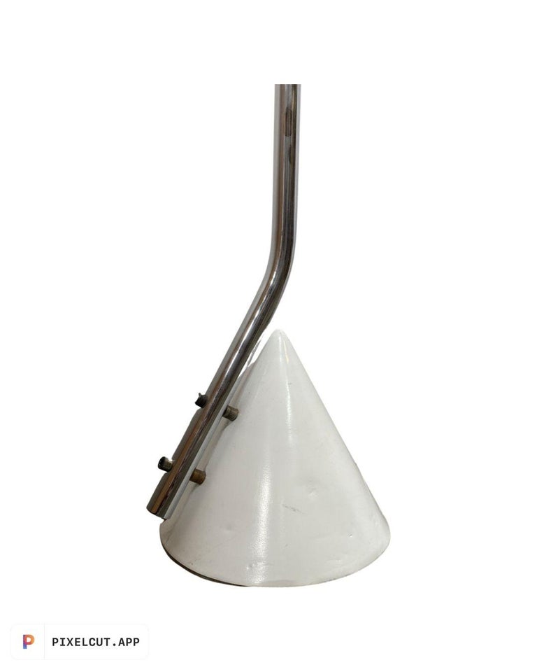 1950's Mid Century Modern White and Chrome Floor Lamp Torchiere