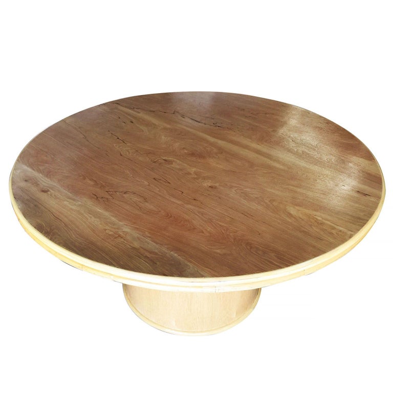 Bentwood Rattan and Oak Round Pedestal Dining Table