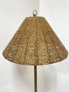 Brass & Marble Empire Iron Marble Floor Lamp w/ Beaded Shade