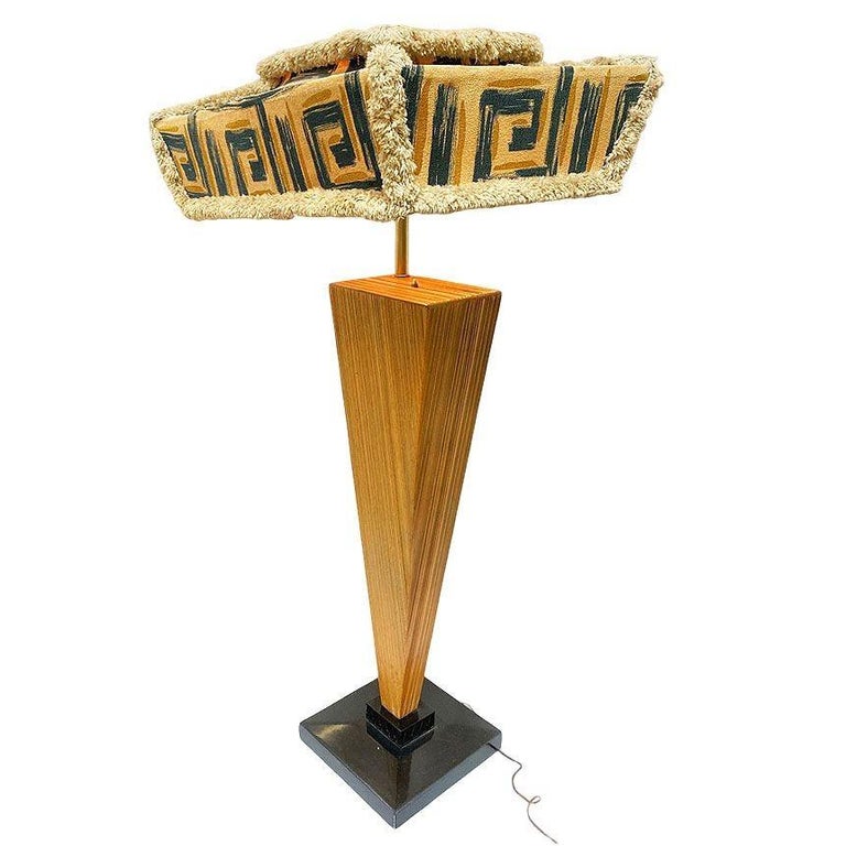 Mid-century Sculptural Combed Wood Floor Lamp in the Style of Paul Frankl