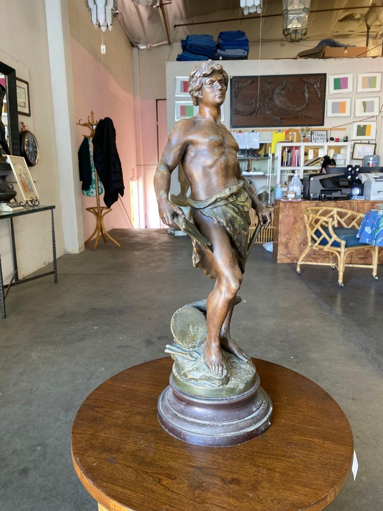 French "Le Travail" Hammership Spelter Sculpture by Francois Moreau, Circa 1900
