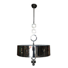 Chrome Drum Chandelier with Frosted Glass Shade