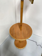 Mid Century Rattan Swing Arm Floor Lamp w/ Drink Stand