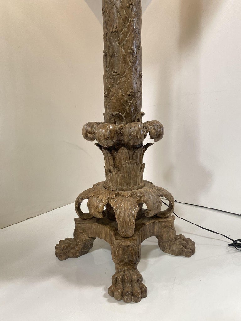 Vintage Italian Baroque Style Hand Carved Wood Floor Lamp