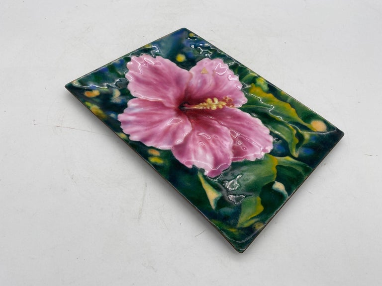 Bonne Couleur Electroforming Cloisonné Hibiscus Decorative Plate