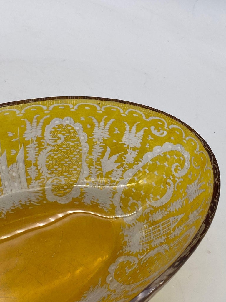 Bohemian Amber-Flashed Glass Bowl Flared Form, Circa 1900