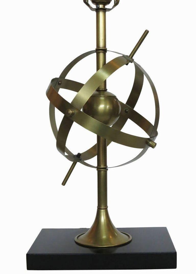 Brass Celestial Armillary Globe Study Table Lamp, Pair