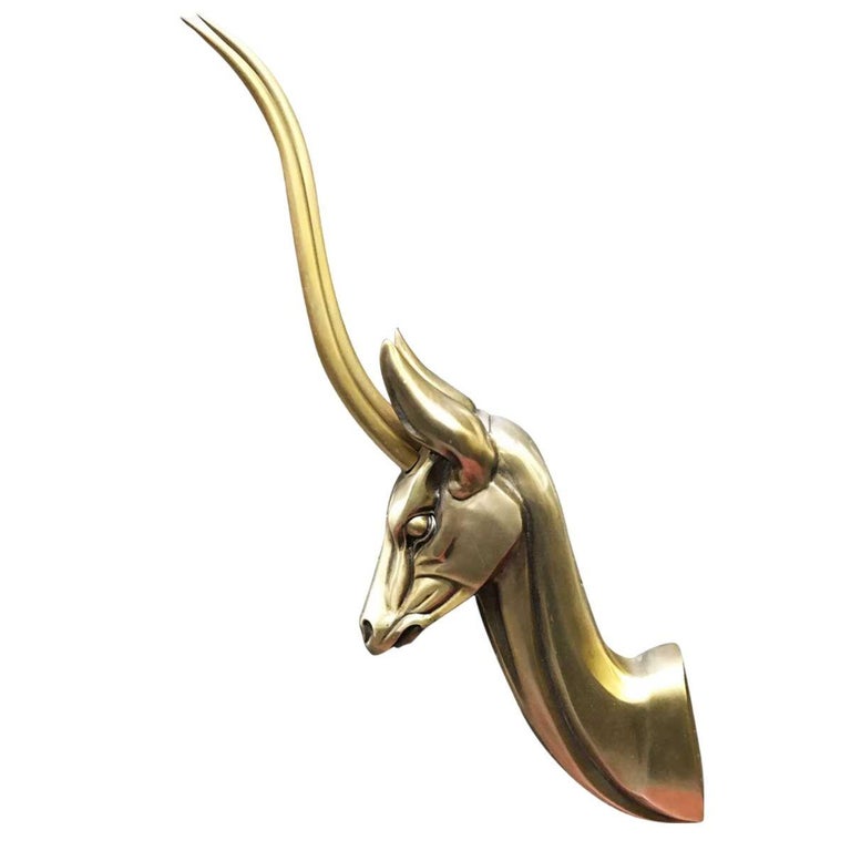 Modernist Anodized Aluminum Gazelle Wall Sculpture Pair by Pendergast