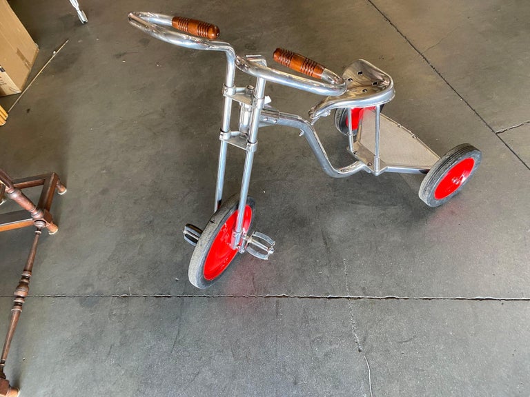 Art Deco Polished Chrome Adult Size Tricycle Trike style of Bowden, 1940