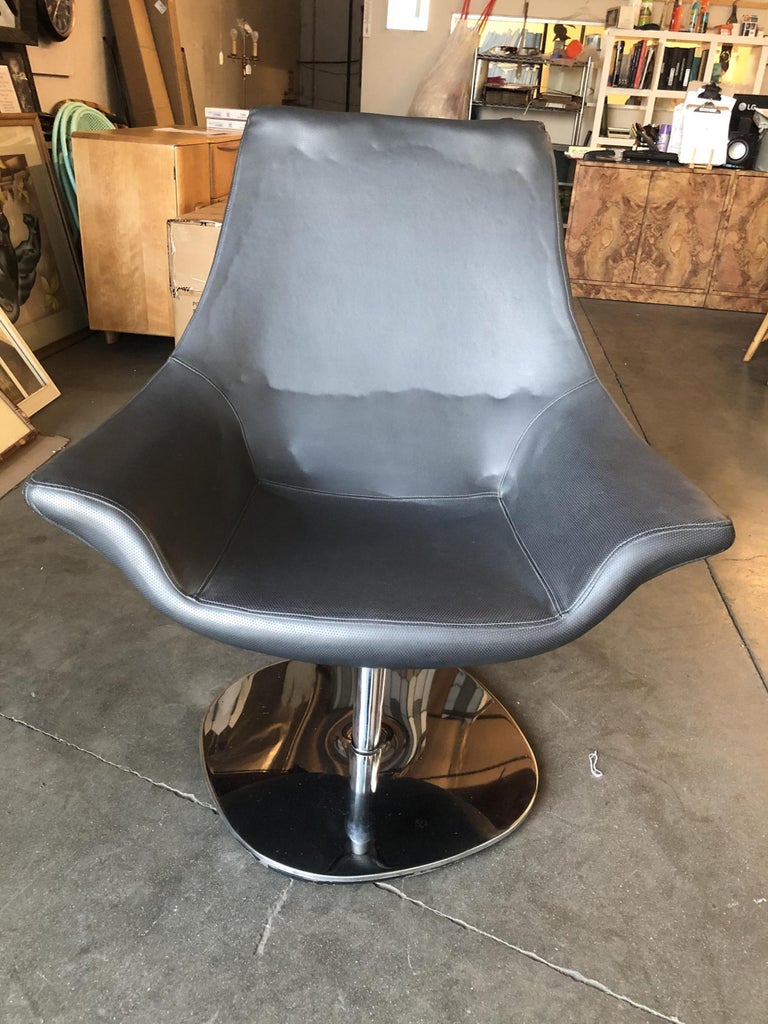 Captains Lounge Chair with Chrome Base, 1980